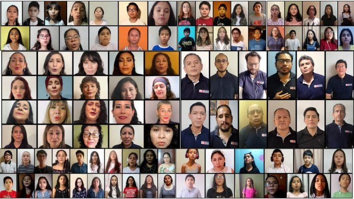 En un perfecto ensamble, los 44 integrantes del Coro Nacional, y 72 miembros del Coro Nacional de Niños, interpretan en un video la canción de Augusto Polo Campos.