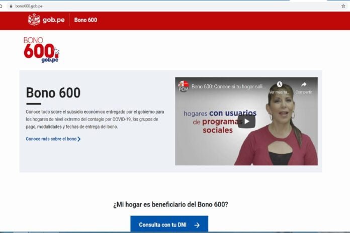 Plataforma del nuevo bono del Gobierno.