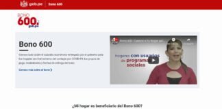 Plataforma del bono de S/ 600