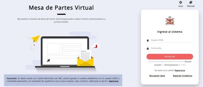 Mesa de partes virtual de JNE