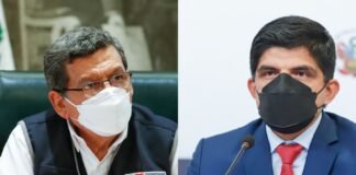 Ministros de Salud, Hernando Cevallos, y de Defensa, Juan Carrasco,