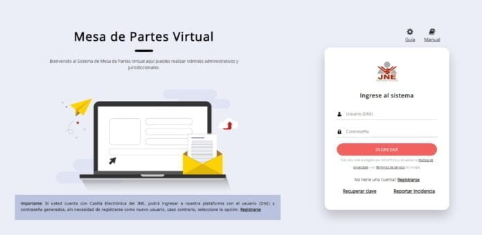 Mesa de partes virtual del JNE