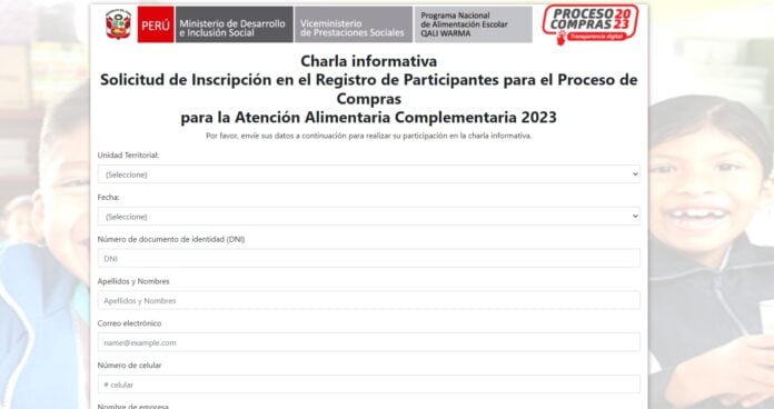 Registro de participantes para el proceso de compras para la atención alimentaria complementaria