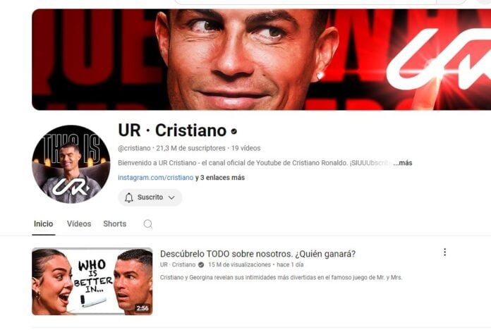 Cristiano Ronaldo 21 millones de suscriptores