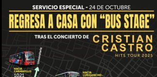Servicio especial Bus Stage tras concierto de Cristian Castro en Lima 2025