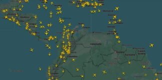 Mapa del espacio aéreo de Venezuela tras la advertencia de la FAA sobre riesgos de seguridad.
