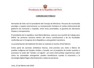 Hernando de Soto premier presidente del consejo de ministros