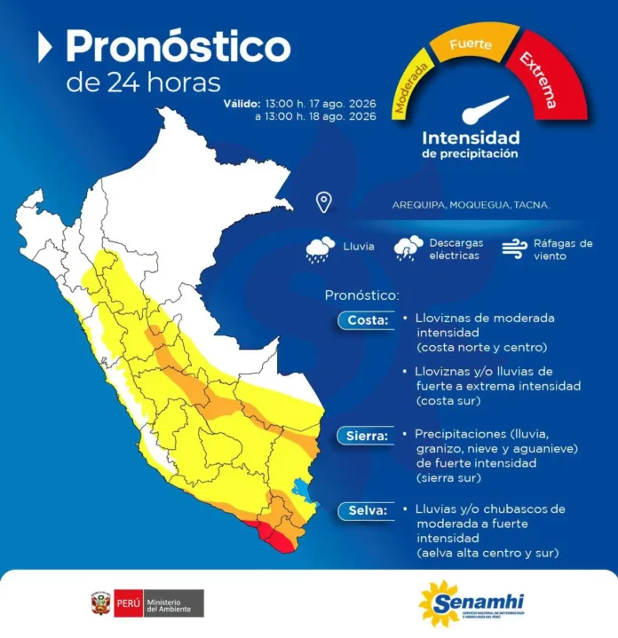 Lluvias en Perú hoy Lluvias en Perú hoy