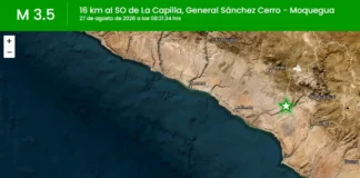 Temblor hoy en Moquegua