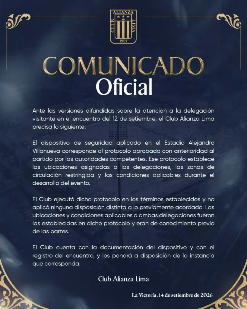 Comunicado de Alianza Lima