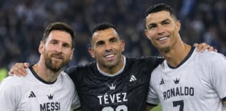 Cristiano Ronaldo y Messi en la despedida de Tévez.