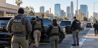 Imagen referencial de un operativo con agentes y vehículos durante el seguimiento de reportes de ICE del 24 de septiembre en Estados Unidos