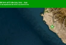 Un sismo de magnitud 4.0 se registró la mañana de este jueves 3 de septiembre al sur de la ciudad de Ica. El movimiento tuvo una profundidad de 52 kilómetros y alcanzó una intensidad de II-III en Ica, de acuerdo con el reporte del Instituto Geofísico del Perú (IGP).