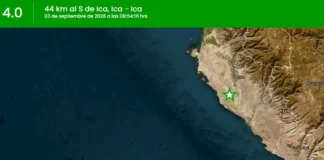 Un sismo de magnitud 4.0 se registró la mañana de este jueves 3 de septiembre al sur de la ciudad de Ica. El movimiento tuvo una profundidad de 52 kilómetros y alcanzó una intensidad de II-III en Ica, de acuerdo con el reporte del Instituto Geofísico del Perú (IGP).