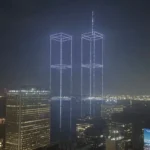 VIDEO: Drones recrean las Torres Gemelas sobre Nueva York en homenaje por los 25 años del 11-S Torres Gemelas con drones