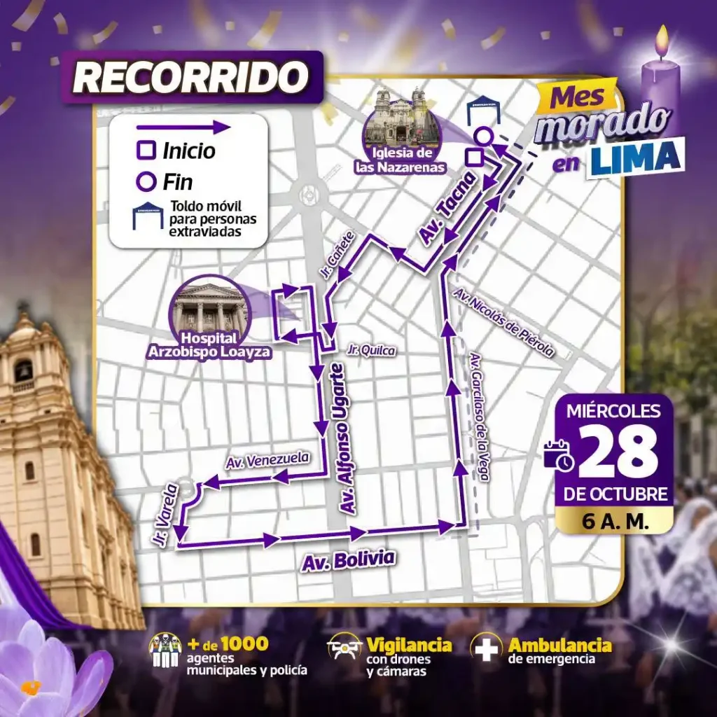 Cuarto recorrido del Señor de los Milagros. 