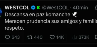 Westcol se despide de El Komanche y pide respeto a su familia tras la muerte del streamer salvadoreño