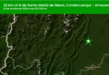 Temblor de magnitud 3.5 se registró al norte de Santa María de Nieva este 2 de octubre Temblor Amazonas hoy